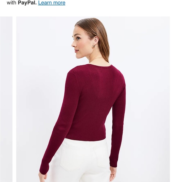 LOFT V-neck Ribbed Cardigan Top Sz. M - Picture 3 of 6